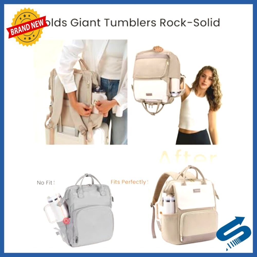 Laptop Backpack with Tumbler Holder Travel Work Daypack Casual Chic Durable - Picture 2 of 6